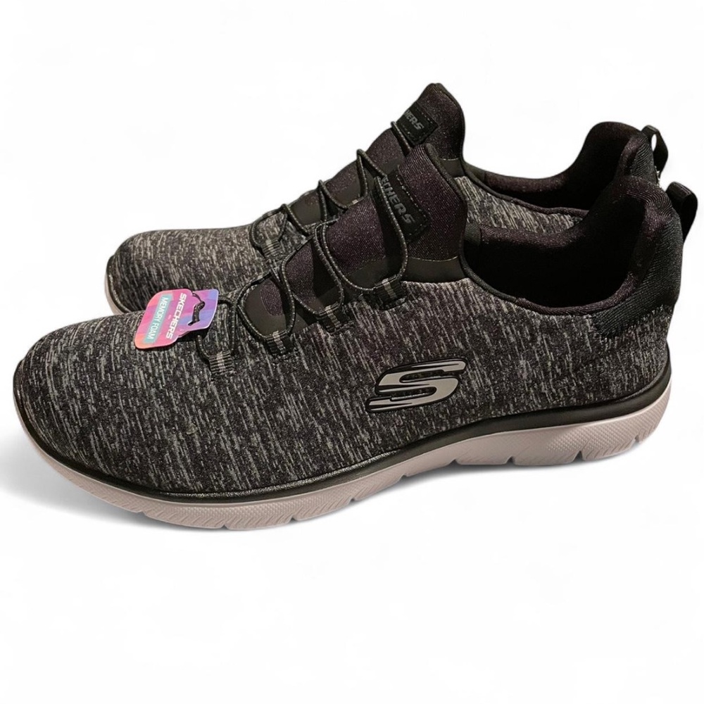Skechers black & grey slip on shoes